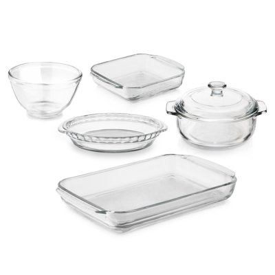 Libbey Baker s Basics 5 Piece Glass Casserole Baking Dish Set with 1 Cover